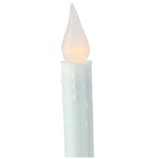 8.75" Pre-Lit White & Gold LED C5 Flickering Christmas Candle Lamp With Handle Base